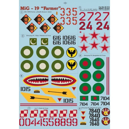 1/48 Mikoyan-Gurevich MiG-19 Farmer Decals