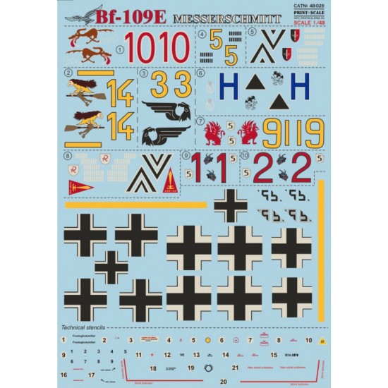 1/48 Messerschmitt Bf 109E (Part 1) Decals