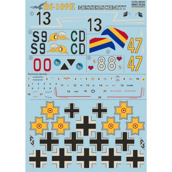 1/48 Messerschmitt Bf 109E (Part 2) Decals