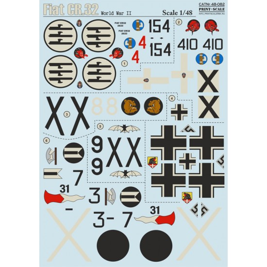 1/48 Wet Decals - WWII Fiat CR.32 (1 sheet)