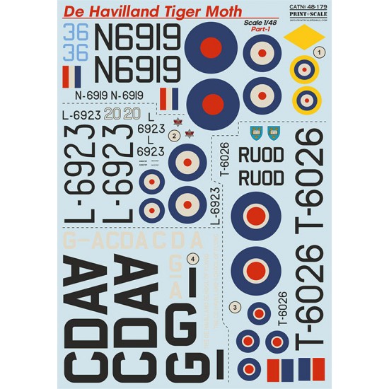 Decals for 1/48 De Havilland Tiger Moth Part 1