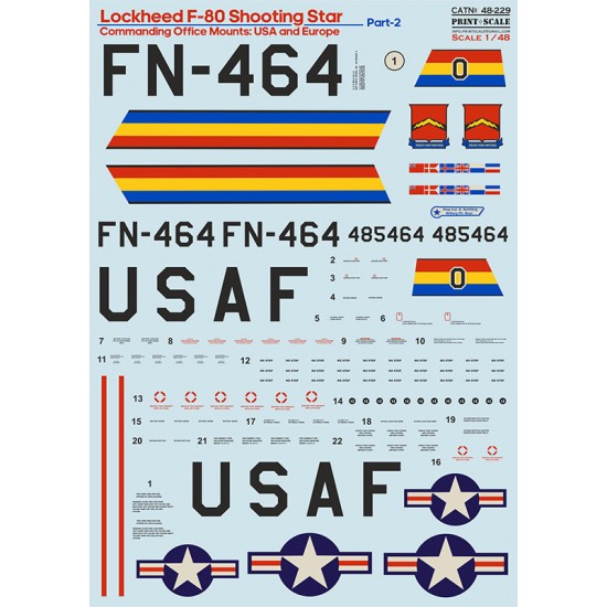 Decals for 1/48 Lockheed F-80 Shooting Star Part 2