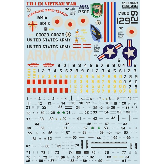 Decals for 1/48 Bell UH-1 Huey in Vietnam War Part 2