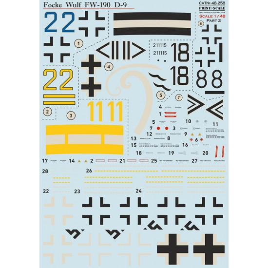 Decal for 1/48 Focke-Wulf FW 190 D-9 Part-2