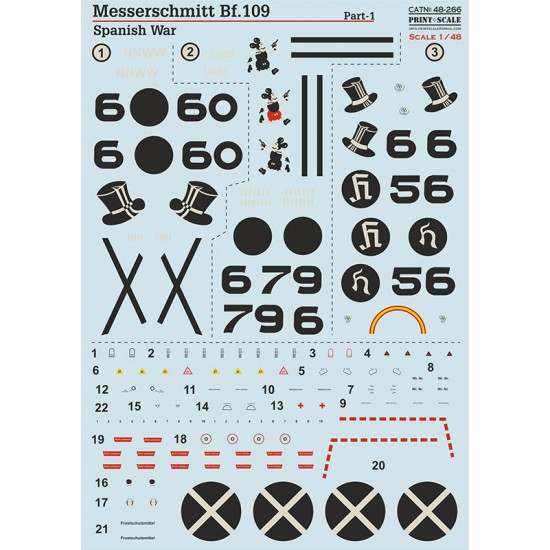 Decal for 1/48 Messerschmitt Bf-109 B/D Spanish War Part 1