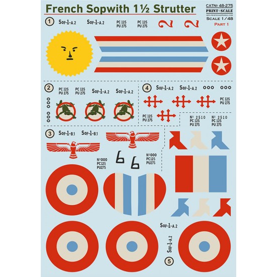 Decal for 1/48 Sopwith 1 1/2 Strutter Decals Part 1