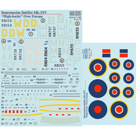 Decal for 1/48 Supermarine Spitfire Mk lV (High-backs) Part-2