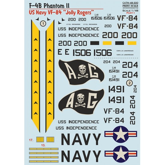 1/48 US Navy F-4B Phantom II VF-84 Jolly Rogers Decal Part 1