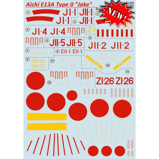 1/72 Wet Decals - Aichi E13A Type 0 Jake