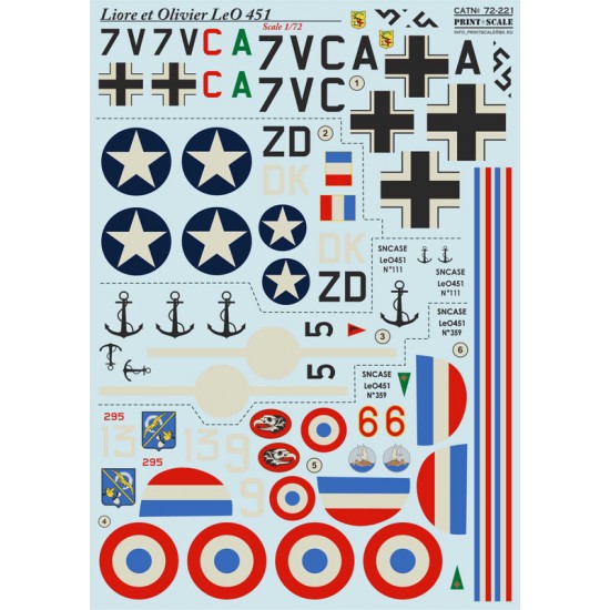 1/72 Wet Decals - Liore et Olivier LeO 451