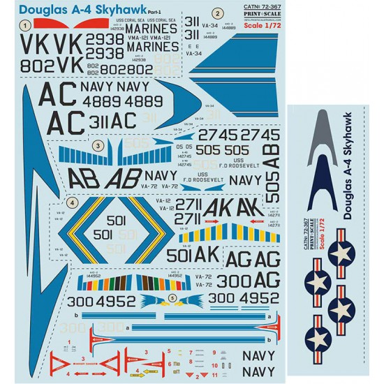 Decals for 1/72 Douglas A4 Skyhawk Part.1