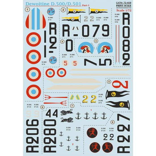 Decals for 1/72 Dewoitine D.500/D.501 Part 1