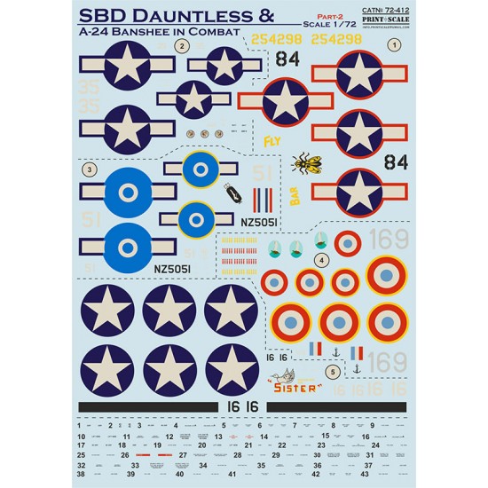 Decals for 1/72 SBD Dauntless & A-24 Banshee in combat Part 2