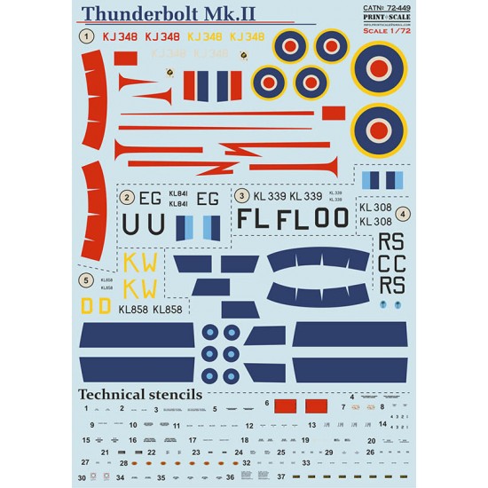 Decals for 1/72 Thunderbolt Mk II