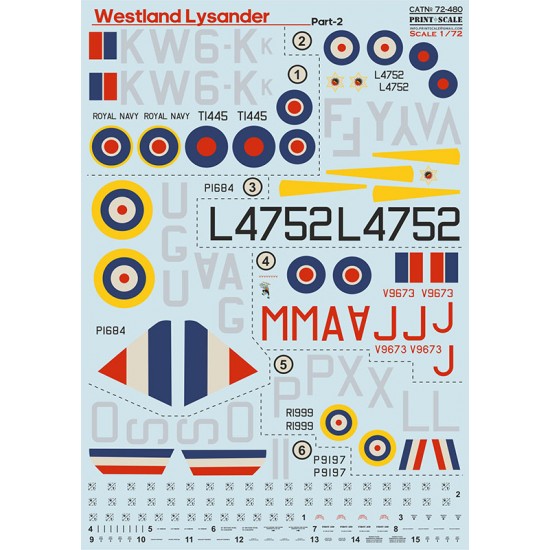 Decals for 1/72 Westland Lysander Part 2