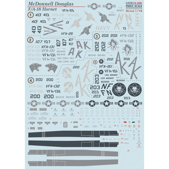 Decal for 1/72 McDonnell Douglas FA-18A Hornet