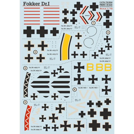 Decal for 1/72 Fokker Dr I Triplane