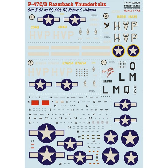 Decal for 1/72 P-47 C/D Razorback Robert S. Jonson