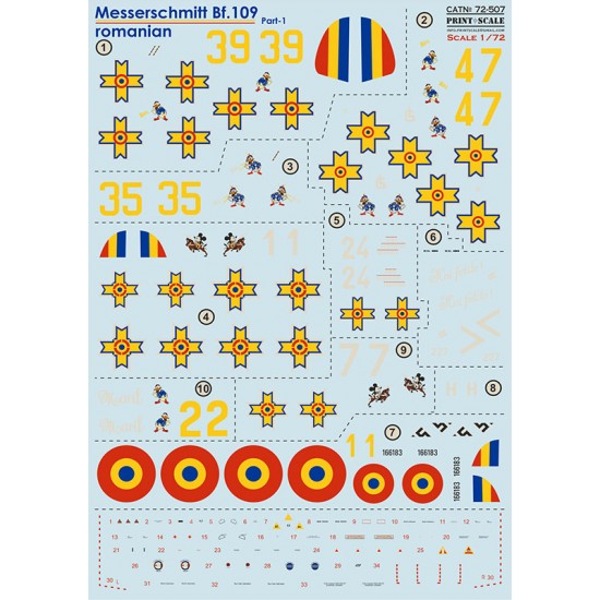 Decal for 1/72 Messerschmitt Bf 109 Roumains Part 1