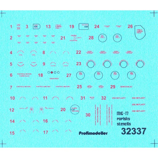 1/32 MiG-17 CSSR AF Popisky Stencils Decals