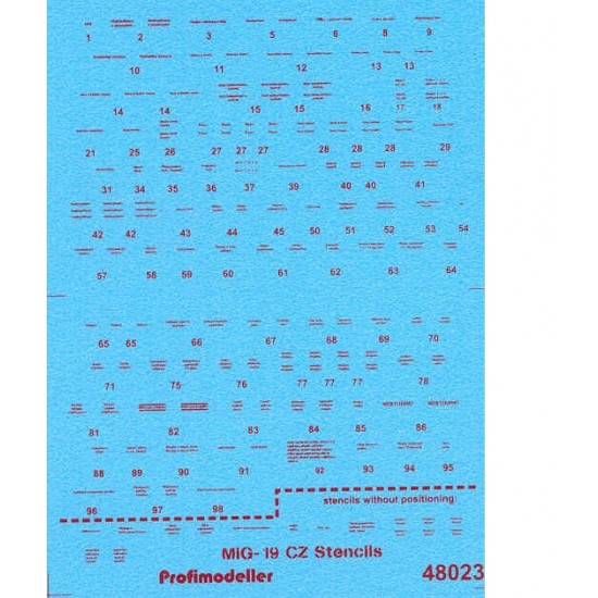 Decal for 1/48 CSAF Mikoyan-Gurevich MiG-19 Stencils