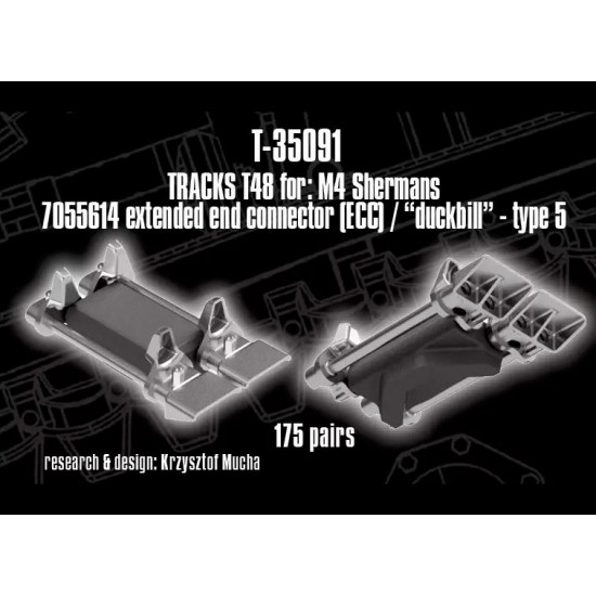 1/35 T48 Tracks for M4 Sherman with 7055614 ECC, Duckbill Type 5