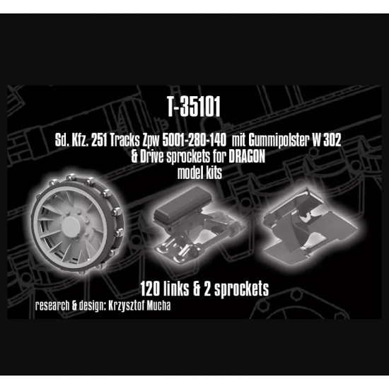 1/35 SdKfz. 251 Tracks Zpw 5001-280-140 and Drive Sprockets for Dragon kits