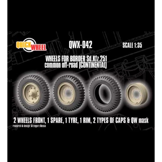 1/35 Sd.Kfz. 251 Common Off-road Wheels with Masks (continental) for Border kits