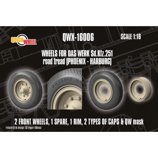 1/16 Corrected Sd.Kfz. 251 Front Wheels for Das Werk kits - Road Tread