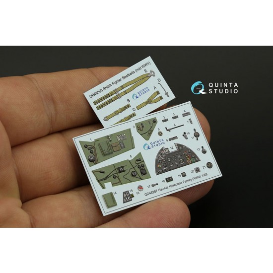 1/48 Hawker Hurricane family Interior Details on 3D Decal for Airfix kits