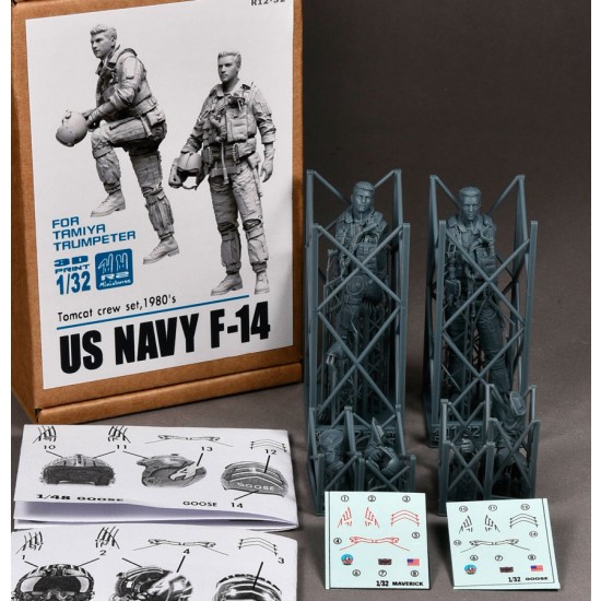 1/32 USN/US Navy F-14 Tomcat Pilots 1980s for Tamiya/Trumpeter (2 figures)