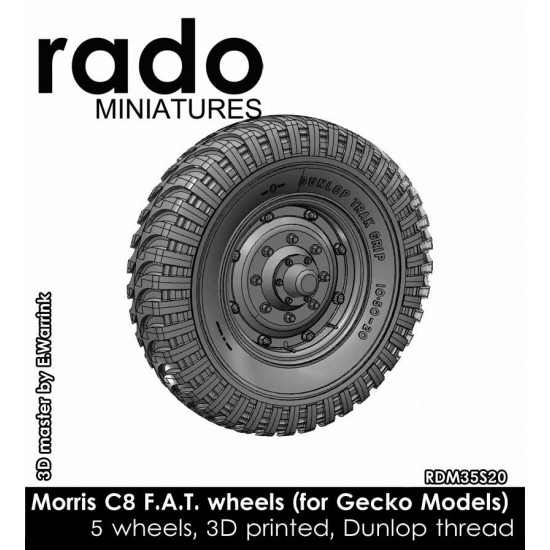 1/35 Morris C8 F.A.T. Wheels (Dunlop Trak Grip thread, 5pcs) for Gecko Models
