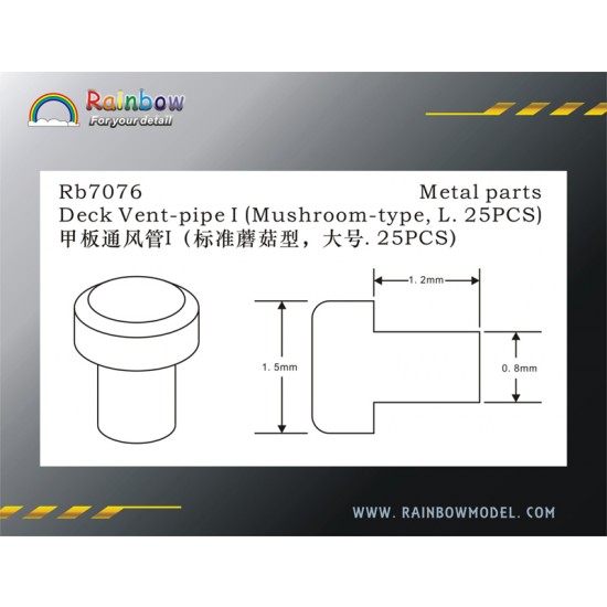 1/700 Deck Vent-Pipe I set (Mushroom-Type, Large, 25pcs)