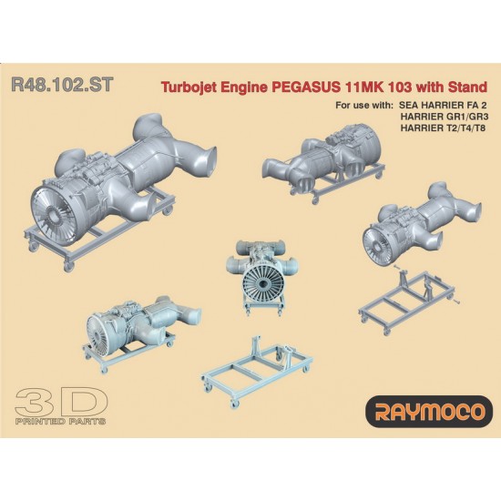 1/48 Harrier Turbo Jet Engine Pegasus 11 Mk 103 with Stand for Fa 2, Gr1/Gr3,T2/T4/T8