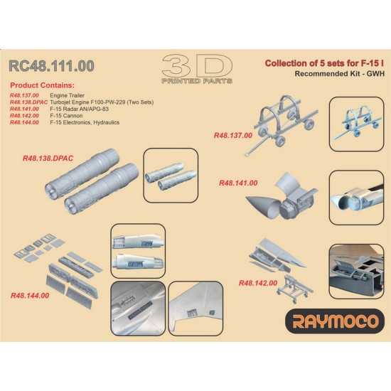 1/48 F-15 I Radar AN/APG-83, Engines F100-PW-229, Cannon, etc for Great Wall Hobby kits