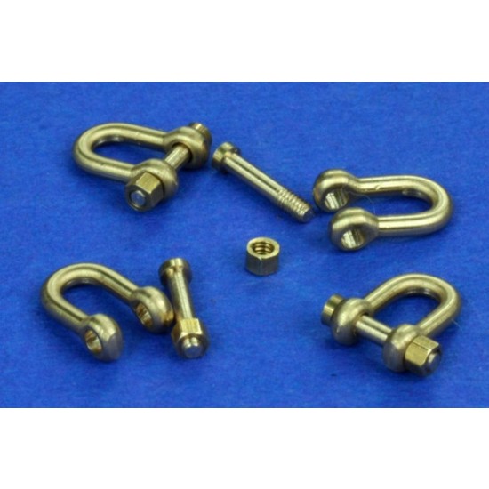 Brass Shackles (4pcs, Type:B, H: 8.6mm, D: 5.6mm, R: 1.4mm) for military vehicles