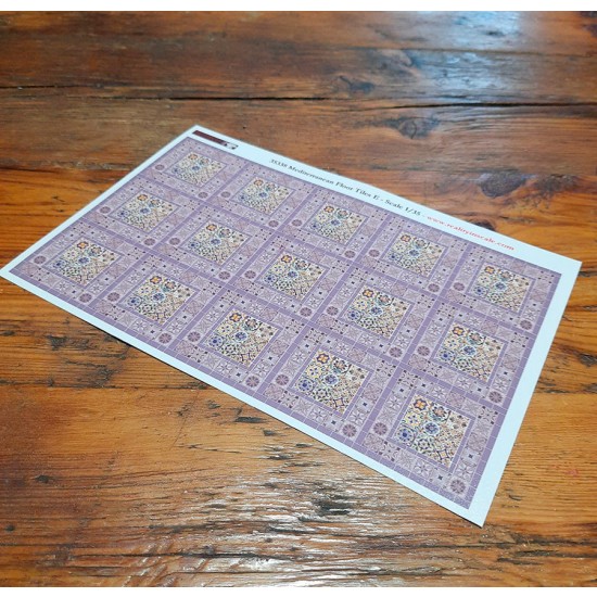 1/35 Mediterranean Floor Tiles E - A5 sheet 15 x 20cm