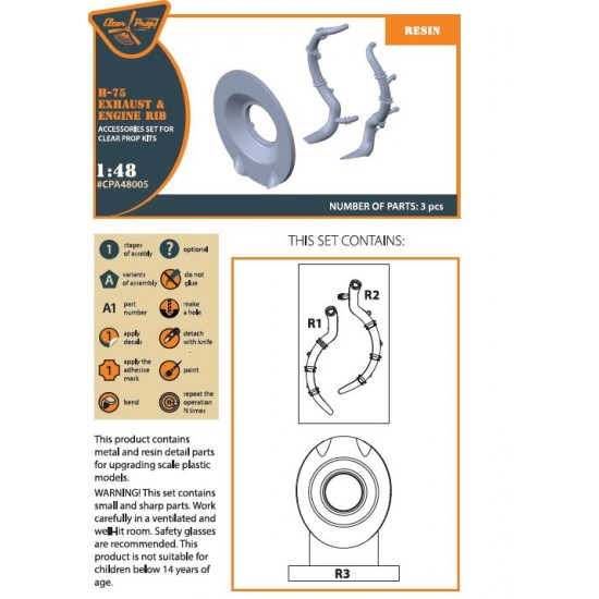 1/48 Curtiss Hawk H-75 M/N/O Exhaust for ClearProp kit