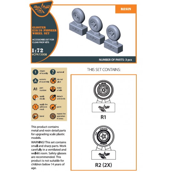 1/72 Gloster E28/39 Pioneer Wheel set for ClearProp kits