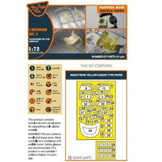 1/72 Chinook HC.1 Double-sided Paint Mask for Airfix kits