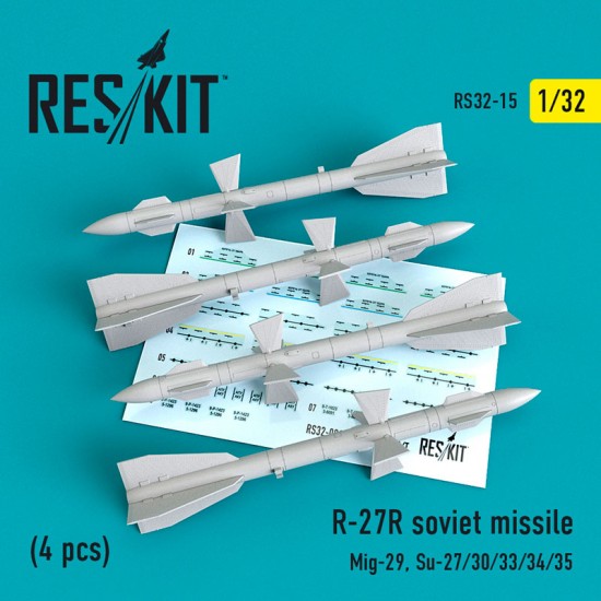 1/32 Soviet R-27 R Missile (4pcs) for Mig-29, Su-27/30/33/34/35