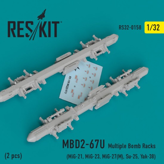 1/32 MiG-21/23/27M/29K/Su-25/Yak-38 MBD2-67U Multiple Bomb Racks for Trumpeter kits