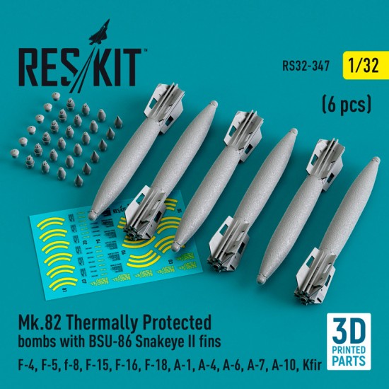 1/32 Mk.82 Thermally Protected Bombs w/BSU-86 Snakeye II Fins (4pcs)