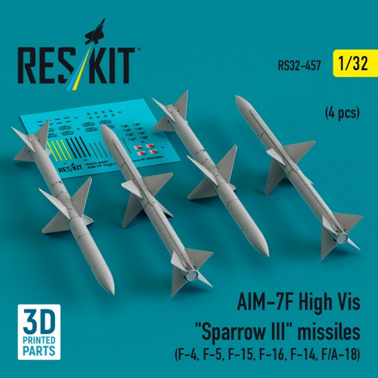 1/32 AIM-7F High Vis Sparrow III Missiles (4pcs) for F-4/5/15/16/14, F/A-18