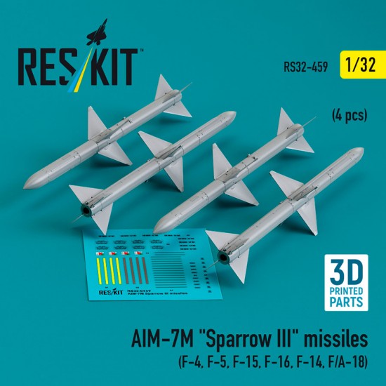 1/32 AIM-7M Sparrow III Missiles (4pcs ) for F-4/5/15/16/14, F/A-18