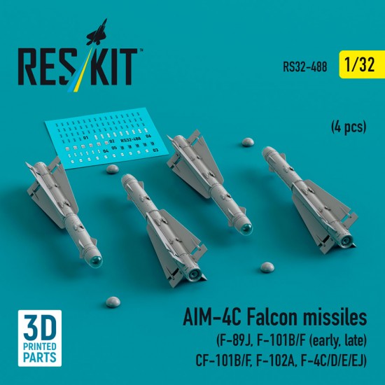 1/32 AIM-4C Falcon Missiles (4pcs) for F-89J, F-101B/F (early, late), CF-101B/F