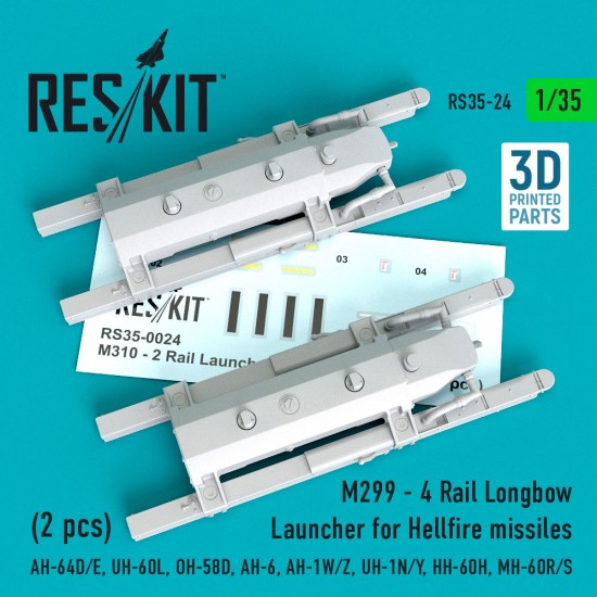 1/35 Hellfire Missiles M310-2 Rail Launcher (2pcs) for Kangnam/Academy/Italeri