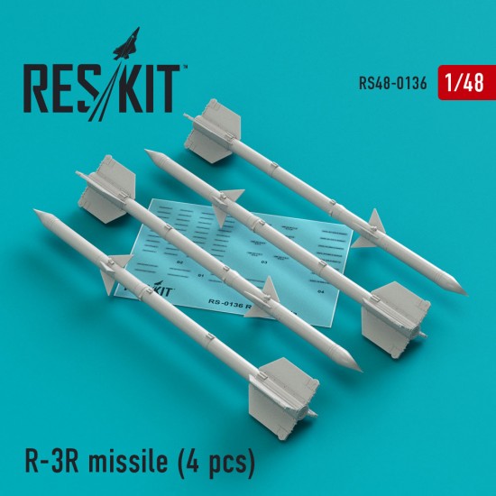 1/48 MiG-21/23 R-3R Missile (4 pcs) for Eduard/Trumpeter/Academy/Italeri /Revell kits