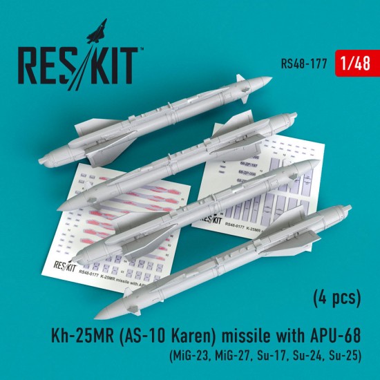 1/48 MiG-23/27/Su-17/24/25 Kh-25MR (AS-10 Karen) Missile w/APU-68 (4pcs)