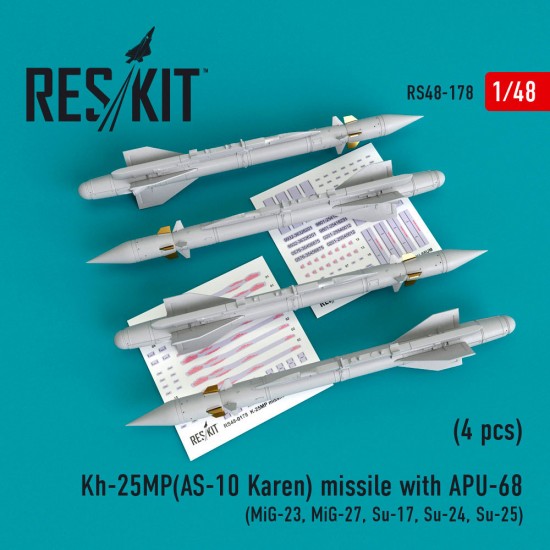 1/48 MiG-23/27/Su-17/24/25 Kh-25MP (AS-10 Karen) Missile w/APU-68 (4pcs)